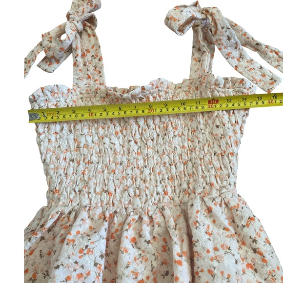 Just Me Cottagecore Fairy Floral Tiered Maxi Dress Smocked Tie Straps Small - Picture 11 of 12